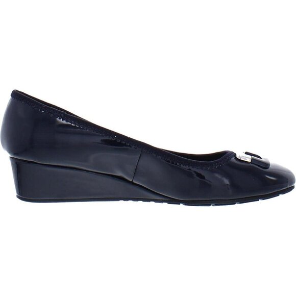 Bandolino Womens Medium Blue Closed Rounded Toe Flexible Wedge Flat Tad Pump - Picture 3 of 3